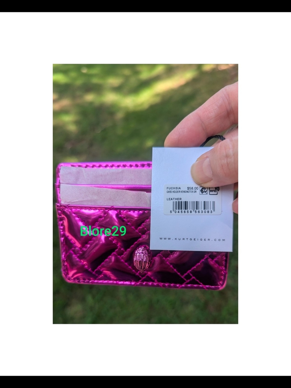 Kurt Geiger Metallic Fuchsia Quilted Card & Key Holder SOLD OUT COLOR